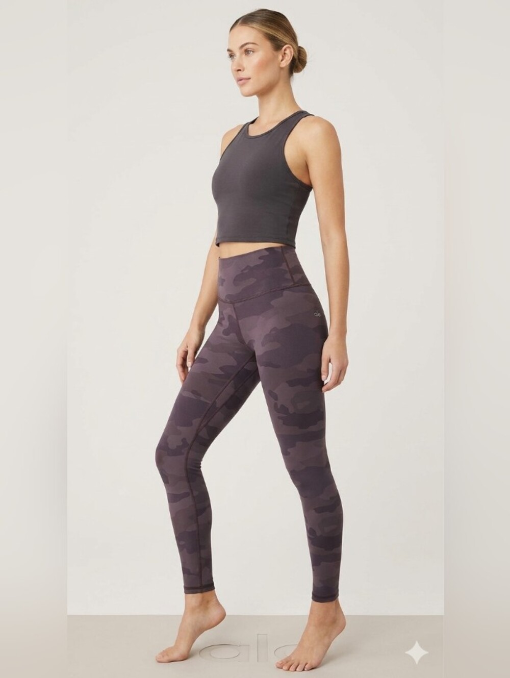 ALO Yoga Cocoa Plum Camo High-Waist Leggings, XS